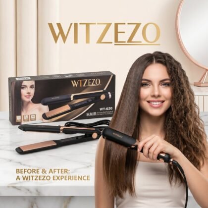 مكواة فرد الشعر الاحترافية WITZEZO WT-620 - ألواح سيراميك تورمالين لنتائج صالونات التجميل