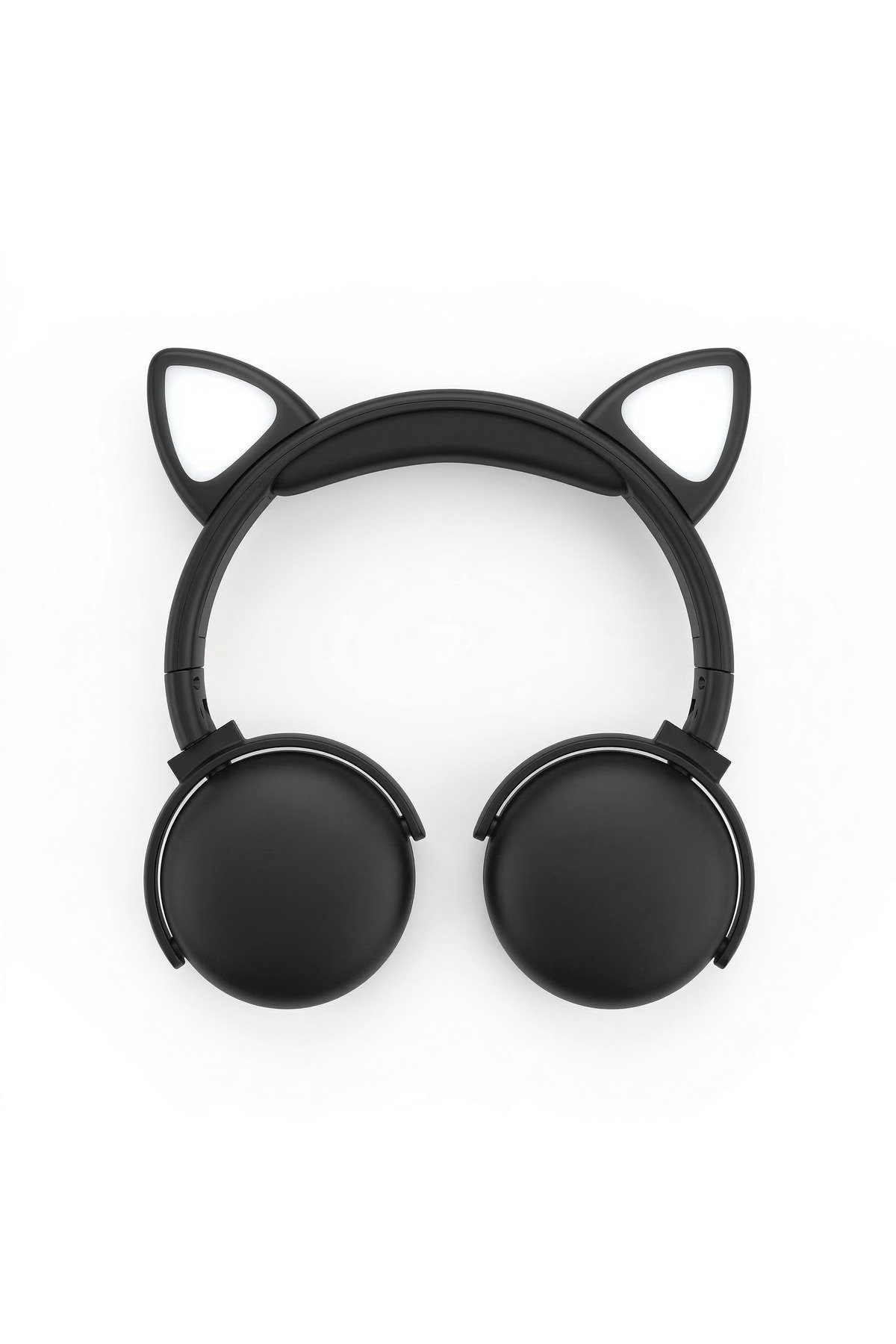 سماعة رأس لاسلكية مضيئة بتصميم أذن القطة - لون أسود (Bluetooth 5.0)